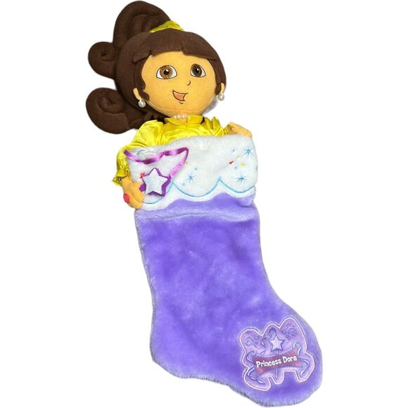 Kurt Adler Princess Dora Explorer Purple Christmas Stocking Holiday 2004 Plush - Picture 2 of 16